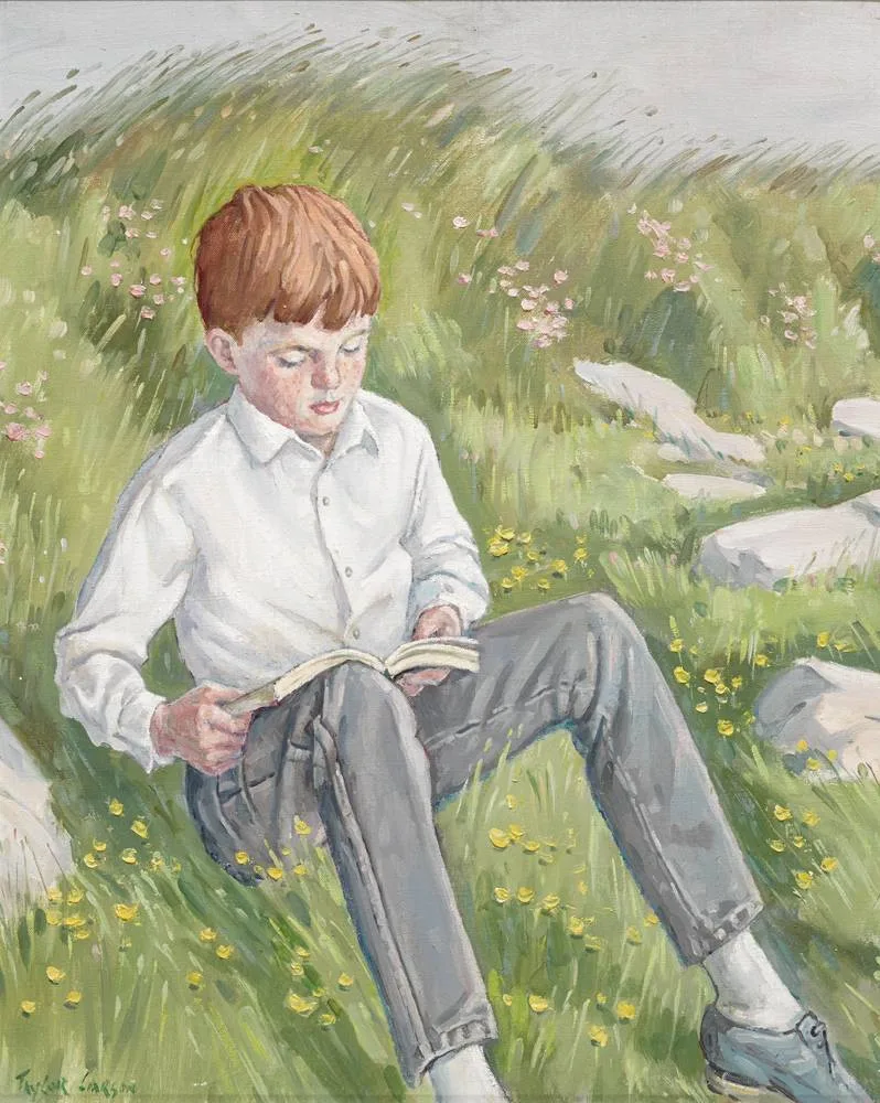 Robert Taylor Carson, BOY READING, 1986, oil on canvas