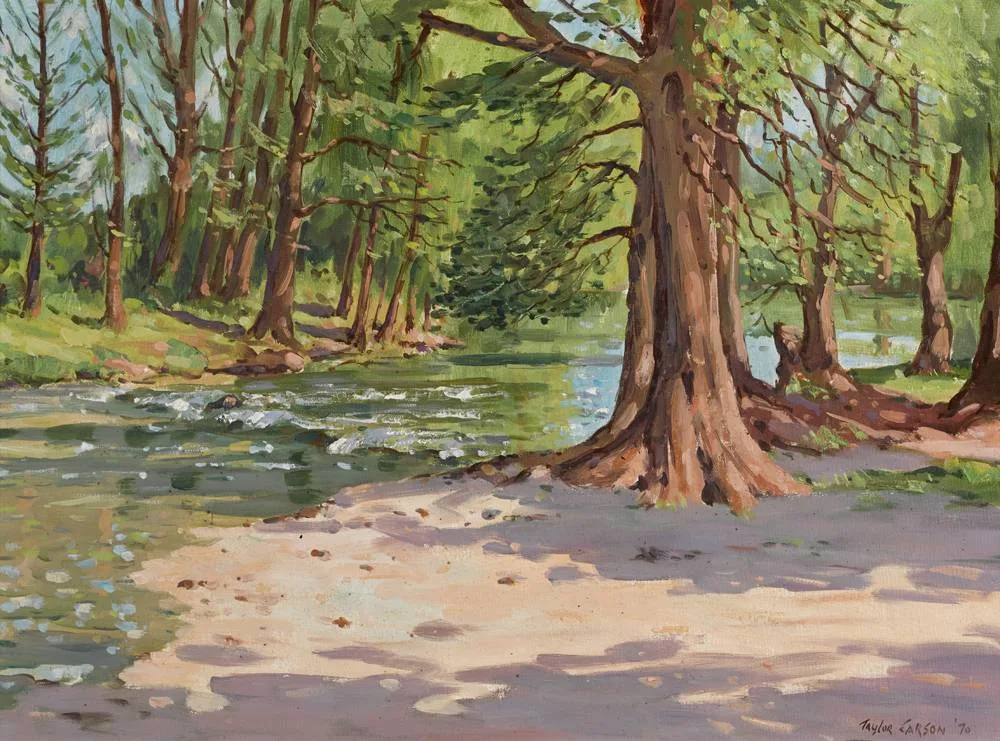MEDINA RIVER, SAN ANTONIO by Robert Taylor Carson, oil on canvas panel, offered Dec 2017