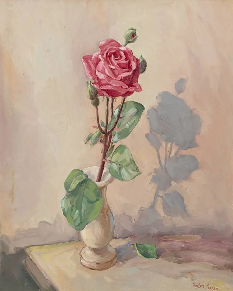 THE RED ROSE by Robert Taylor Carson, 1981, oil on panel, offered Dec 2017