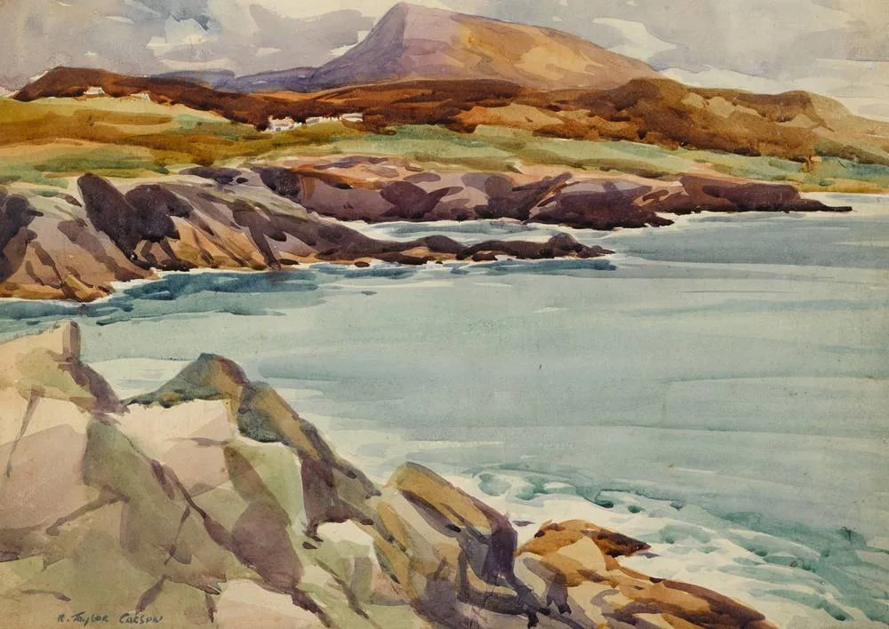 Robert Taylor Carson, MUCKISH MOUNTAIN FROM BREAGHY HEAD, COUNTY DONEGAL, watercolour