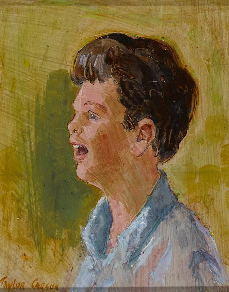 LAUGHING BOY by Robert Taylor Carson, 1975, oil on panel, offered Dec 2017