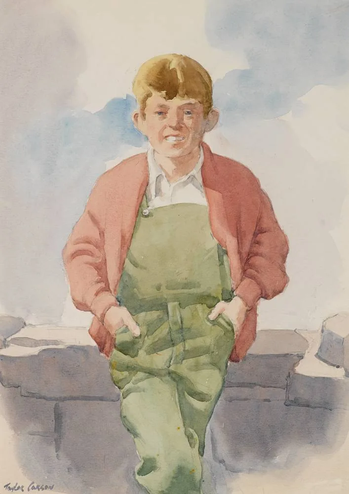 DONEGAL BOY by Robert Taylor Carson, 1985, watercolour, offered Dec 2017