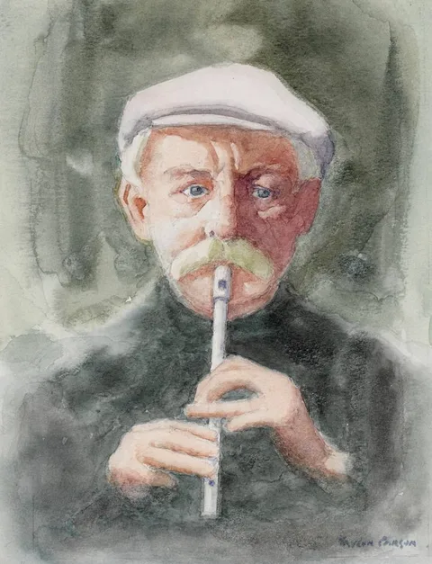 THE OLD-TIMER by Robert Taylor Carson, watercolour, offered Dec 2017