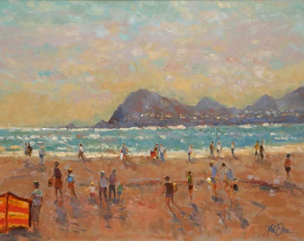 BEACH SCENE by Liam Treacy, oil on canvas, offered Dec 2017