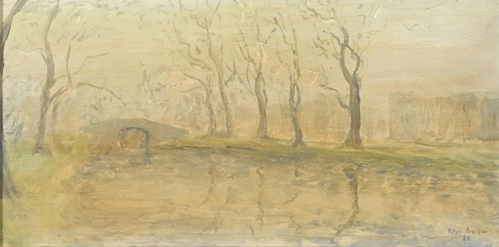 CANAL SCENE, WINTER by Peter Pearson, 1983, oil on board, sold Dec 2017
