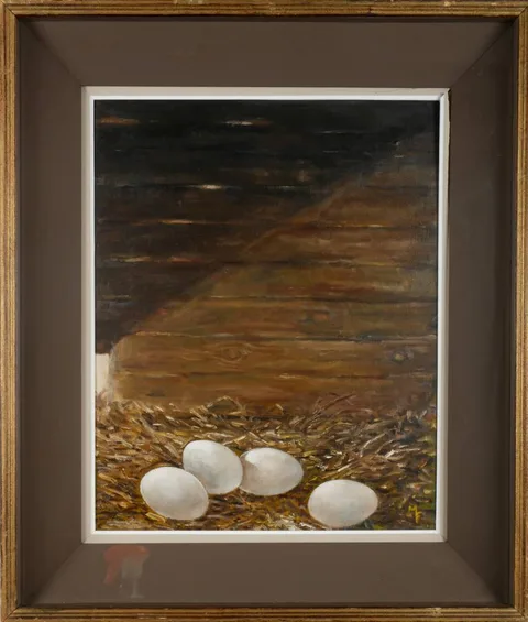 Marjorie Steele, STILL LIFE WITH EGGS, oil on canvas
