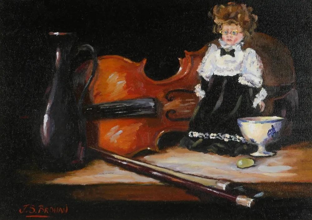 THE VIOLIN by James S. Brohan, oil on canvas, sold Dec 2017
