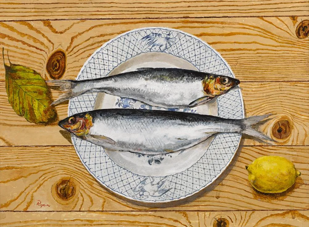 TWO FISH and THE DROWNED YACHT (A PAIR) by John Ryan, oil on board; (2), offered Dec 2017