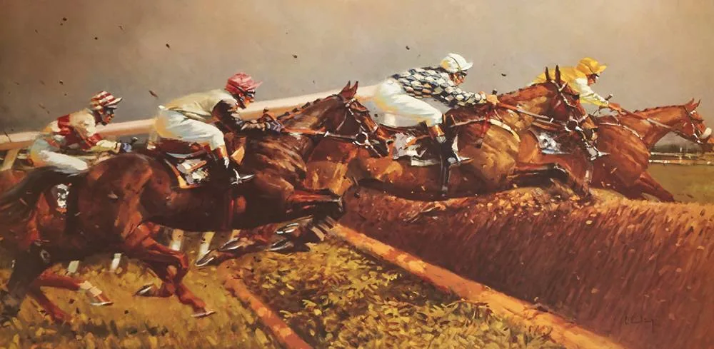 TWO MILE CHASERS by Peter Curling, 2001, print; (no. 290 from an edition of 500), sold Dec 2017