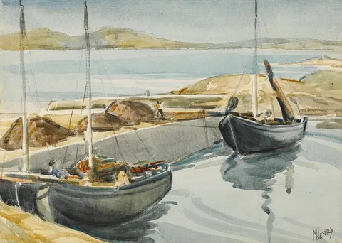 Marjorie Henry, GALWAY TURF BOATS, watercolour