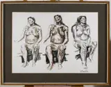 John Behan, THREE STUDIES OF A SEATED NUDE