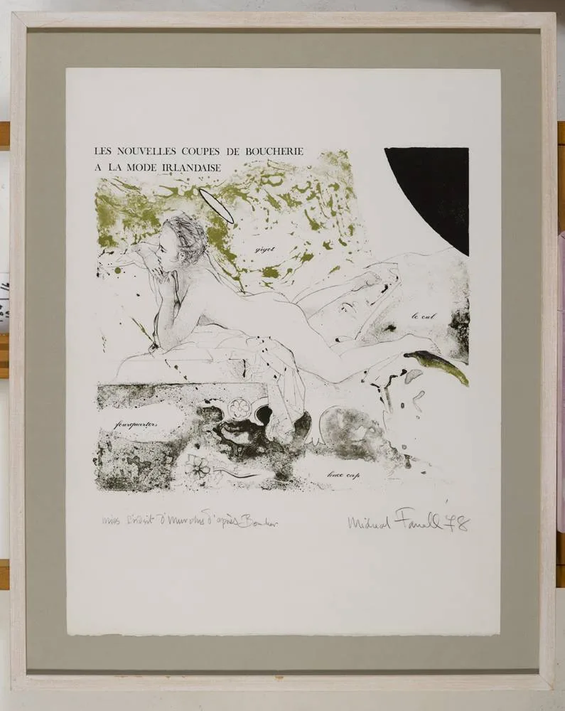 MISS BRIDGIT O'MURPHY D'APRES BOUCHER by Micheal Farrell, 1978, lithograph, sold Dec 2017