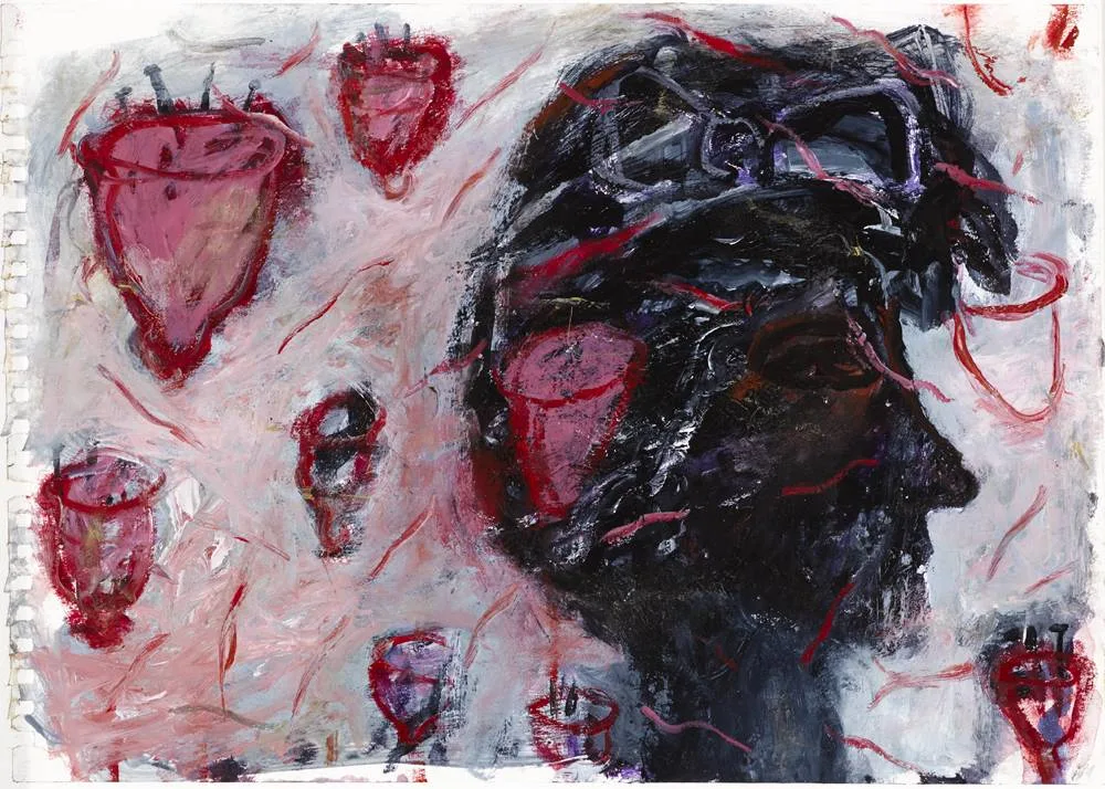 Alice Maher, WATCHING THE WIND, 1991, gouache and gold paint on paper