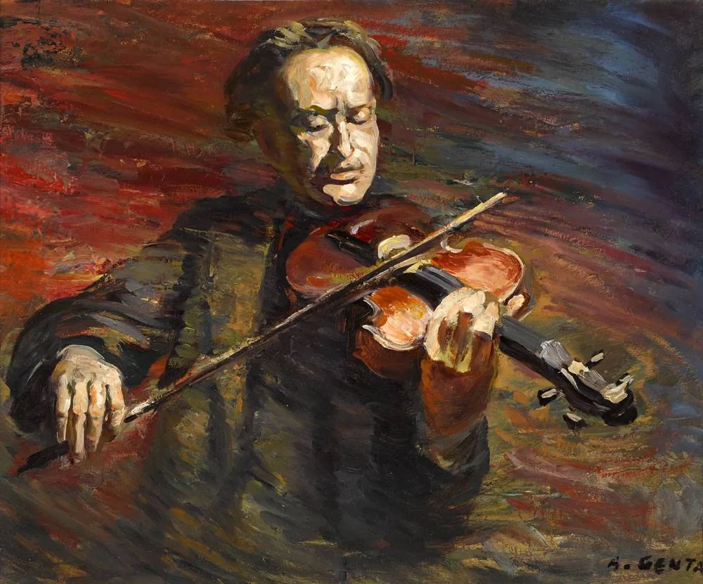 THE VIOLINIST by Albert Genta, oil on board, sold Dec 2017