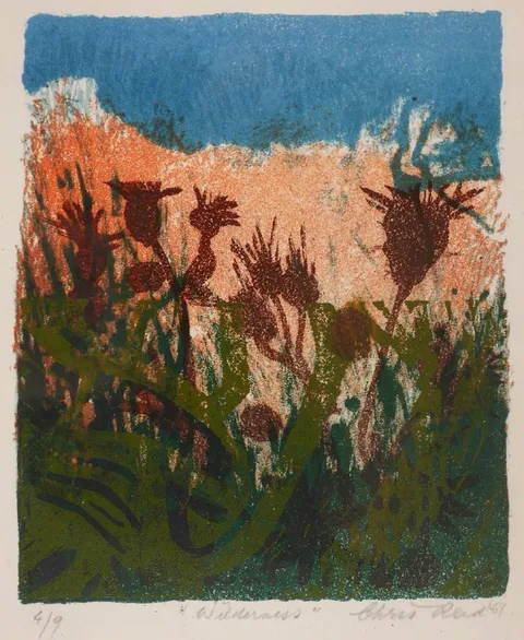 WILDERNESS, 1969 and THE MADDING CROW, 1976D (A PAIR) by Chris Reid, etching; (2), sold Dec 2017
