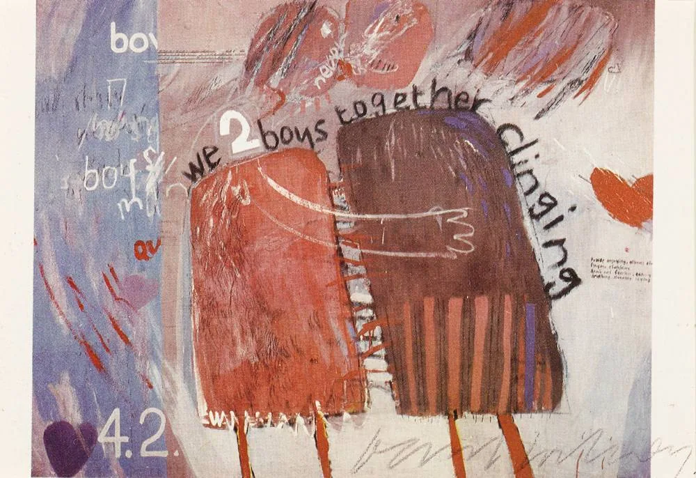 WE TWO BOYS TOGETHER CLINGING by David Hockney, photographic print, sold Dec 2017