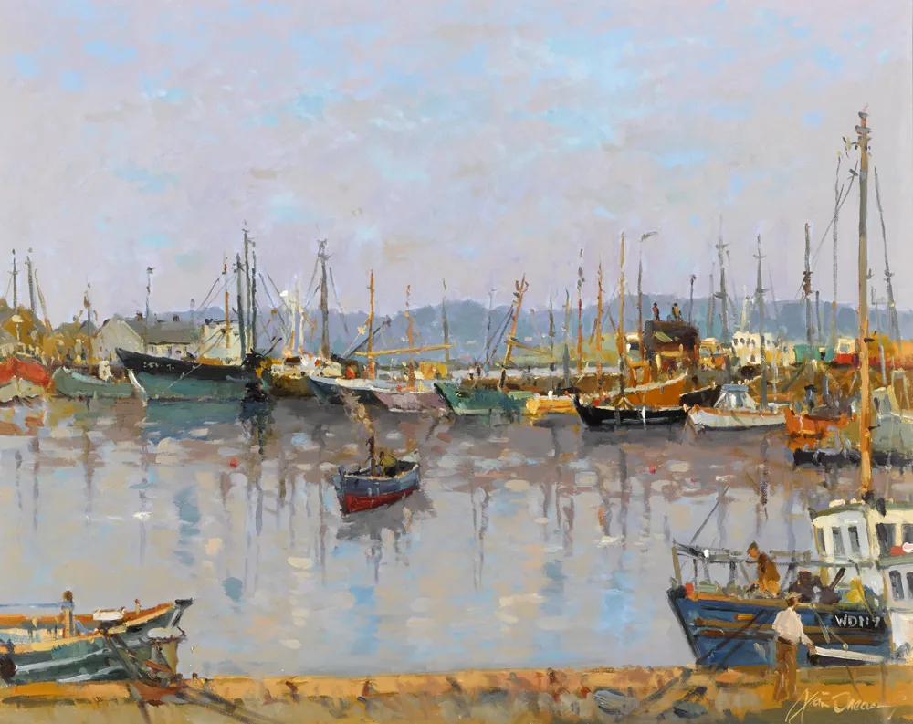 ARKLOW HARBOUR, COUNTY WICKLOW by Liam Treacy, oil on canvas, sold Nov 2017
