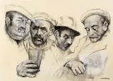 Seán Keating, FOUR MEN AND A CAT, c.1970s