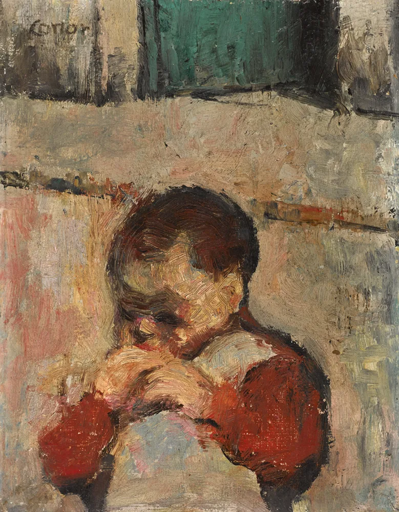 CHILD EATING BREAD by William Conor, oil on board, sold Nov 2017