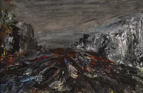 Jack Butler Yeats, THE DODDER IN FLOOD, BALLSBRIDGE, DUBLIN, 1929, oil on panel