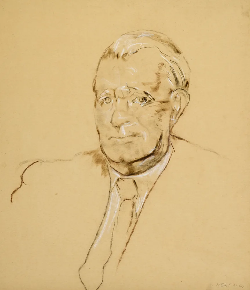 SKETCH OF DAN BREEN by Seán Keating, 1958, charcoal and pastel heightened with white chalk on tinted paper, offered Nov 2017