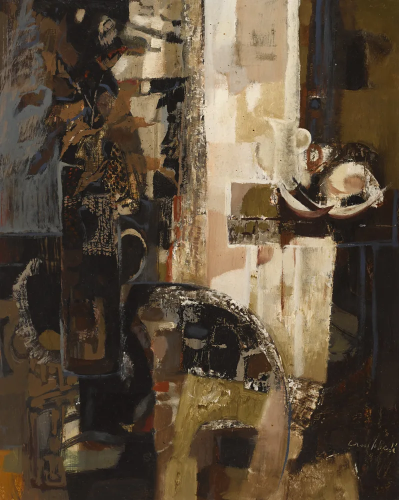 STILL LIFE, OPEN DOOR by George Campbell, 1969, oil on board, sold Nov 2017