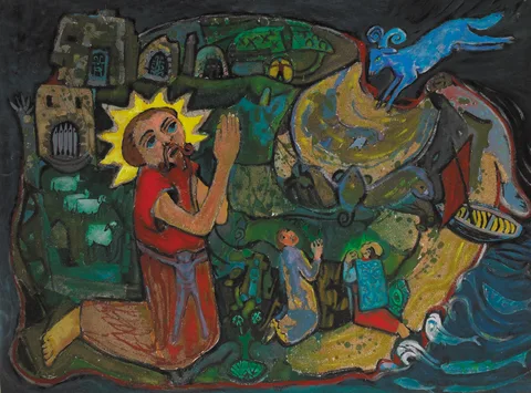 THE HOLY ISLAND by Gerard Dillon, oil and sand on board, offered Nov 2017