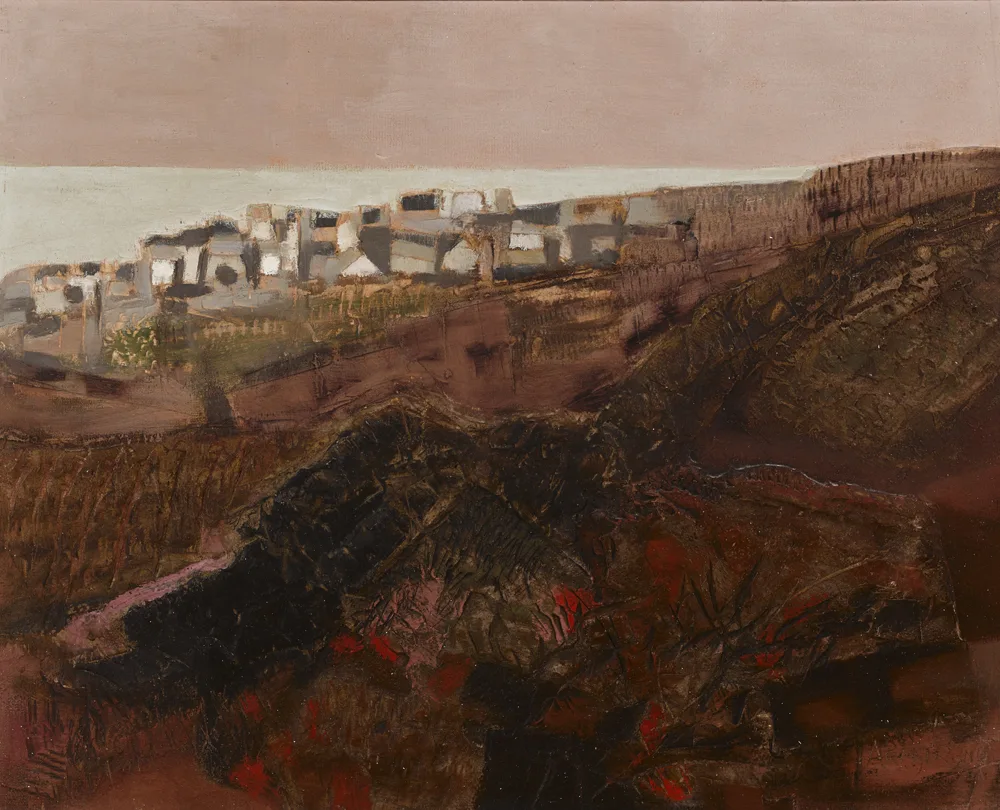 COASTAL VILLAGE by Arthur Armstrong, 1966, oil on board, offered Nov 2017