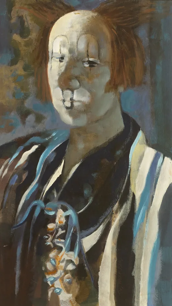 COCO THE CLOWN by George Campbell, oil on board, sold Nov 2017
