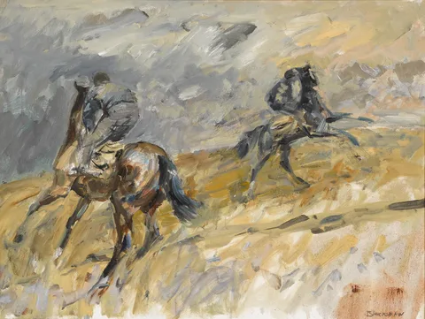Basil Blackshaw, HORSES EXERCISING, oil on canvas