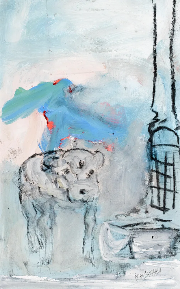 JET by Basil Blackshaw, oil and charcoal on canvas mounted on board, sold Nov 2017
