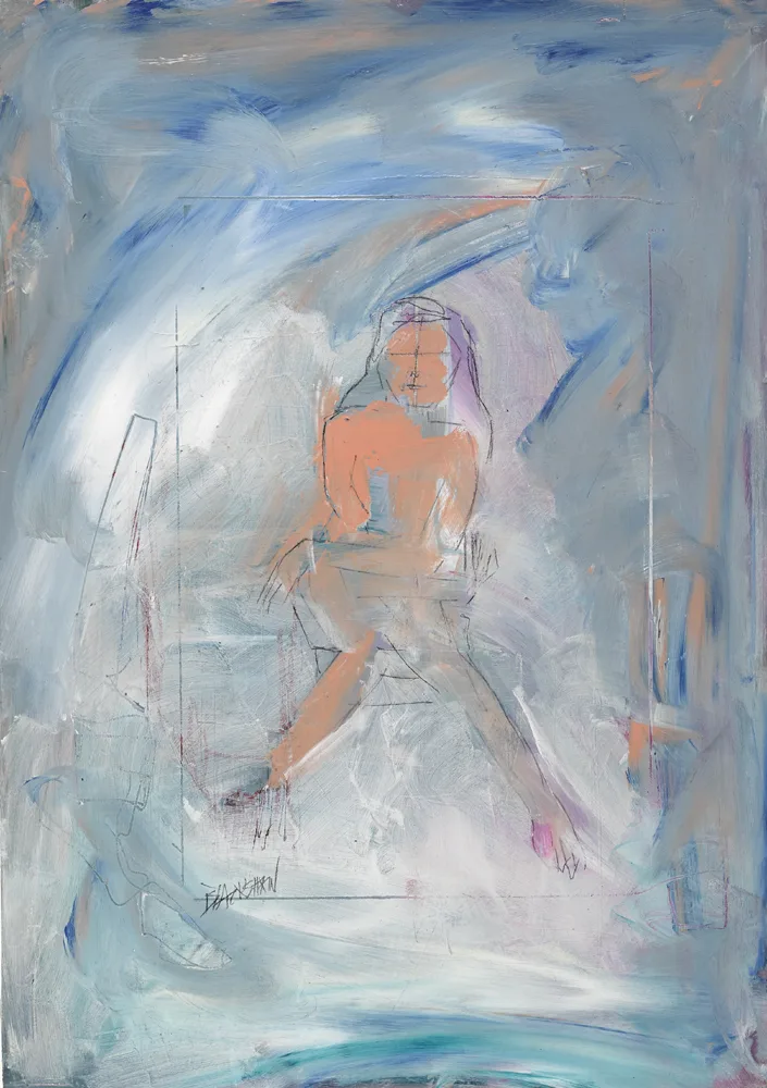 NUDE SEATED by Basil Blackshaw, oil on board, sold Nov 2017