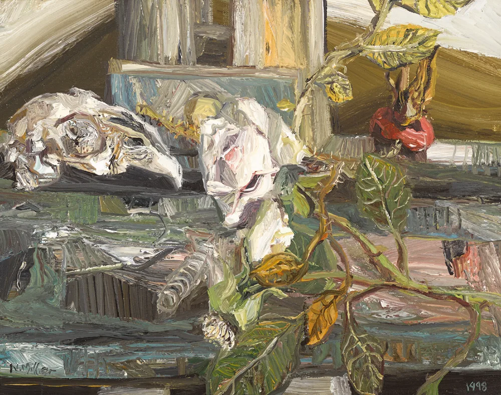 ROSEHIP AND SKULL by Nick Miller, 1998, oil on canvas, sold Nov 2017