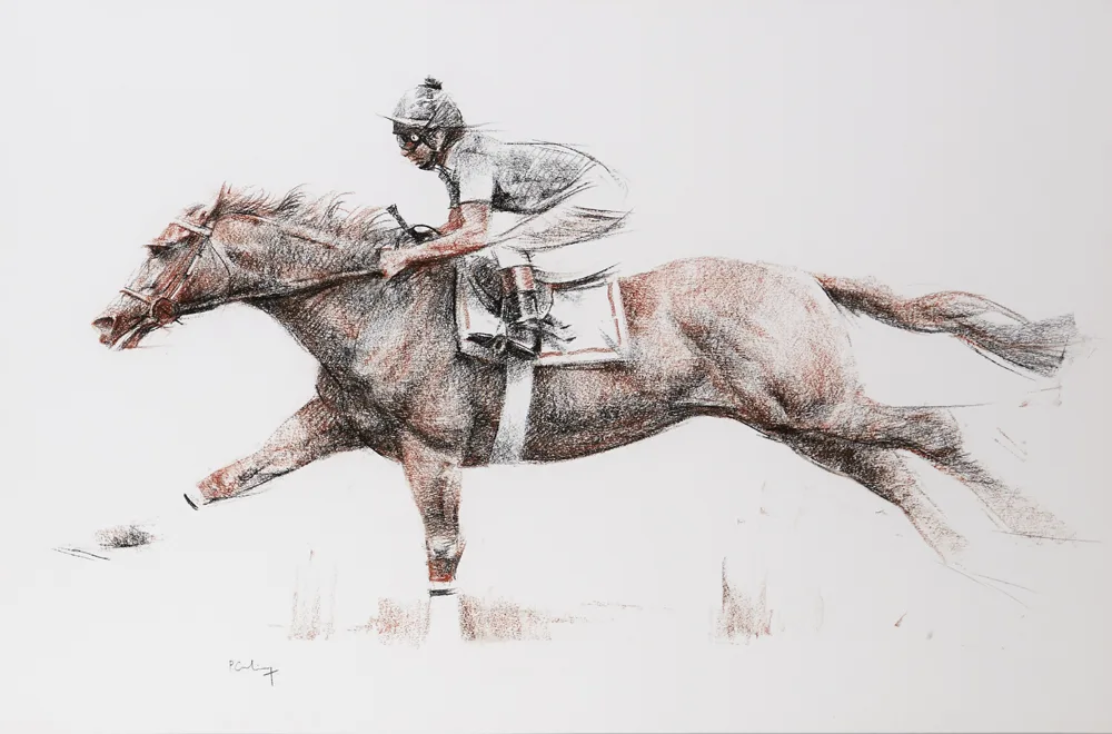Peter Curling, HORSE AND RIDER, pastel