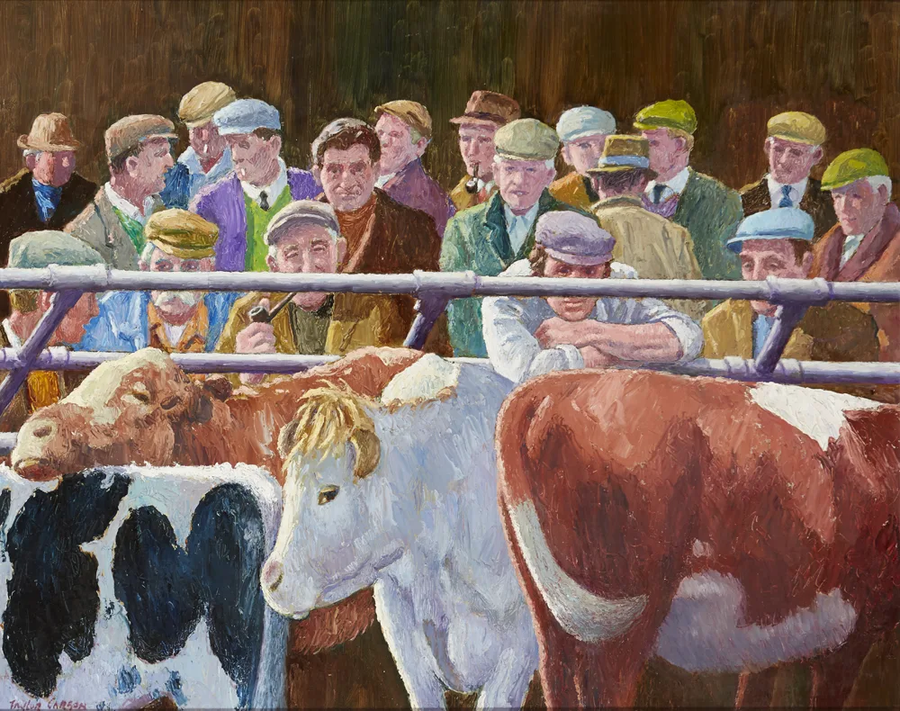TAKING STOCK by Robert Taylor Carson, 1998, oil on canvas board, offered Nov 2017