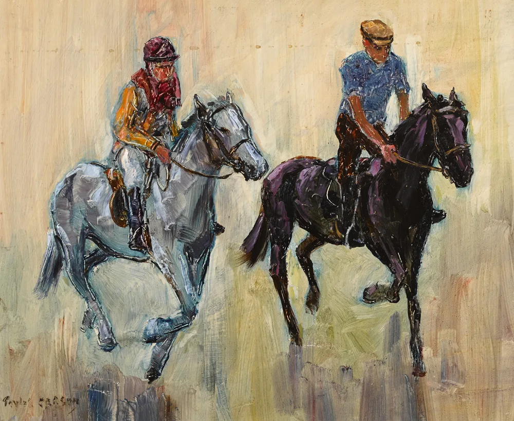 TWO HORSES by Robert Taylor Carson, oil on panel, offered Nov 2017