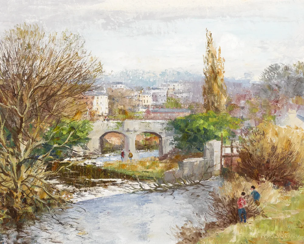 THE DODDER AT MILLTOWN by Fergus O'Ryan, oil on board, sold Nov 2017