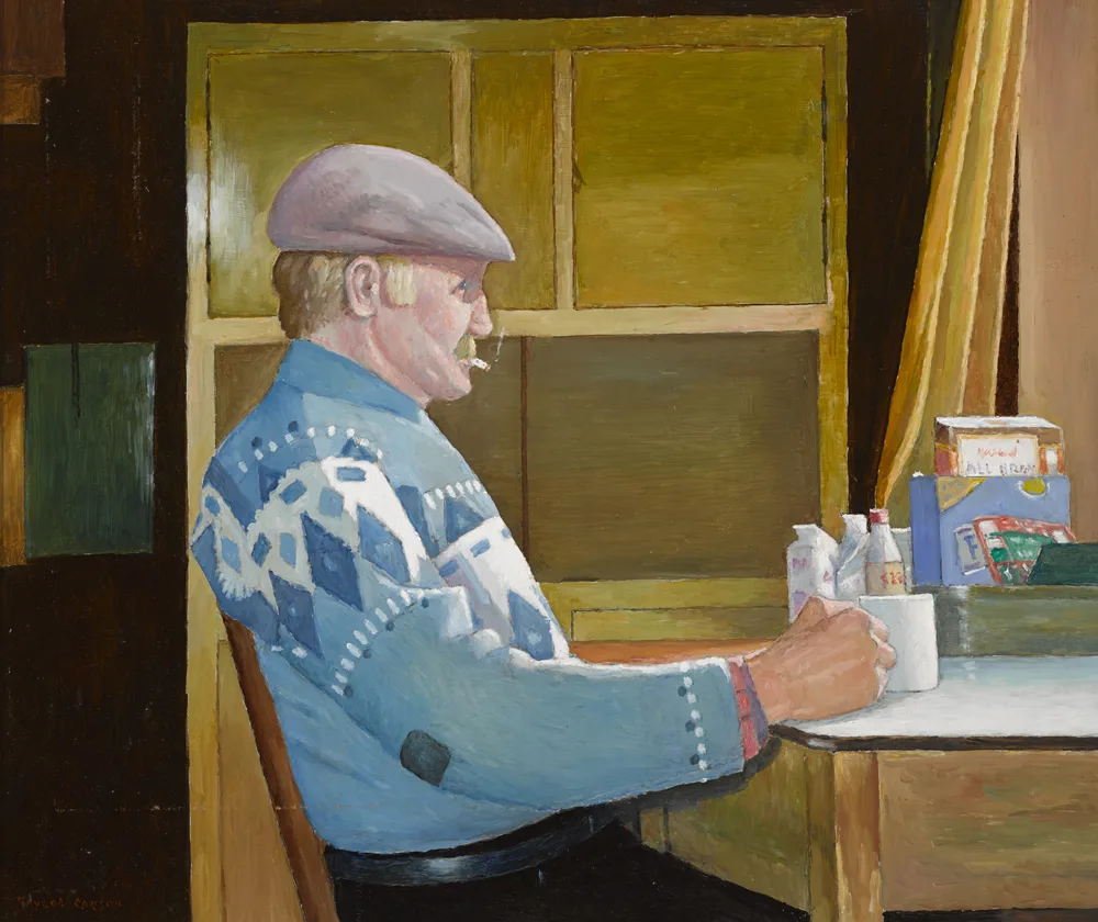 PULLOVER, GIFT FROM AMERICA by Robert Taylor Carson, 2003, oil on panel, offered Nov 2017