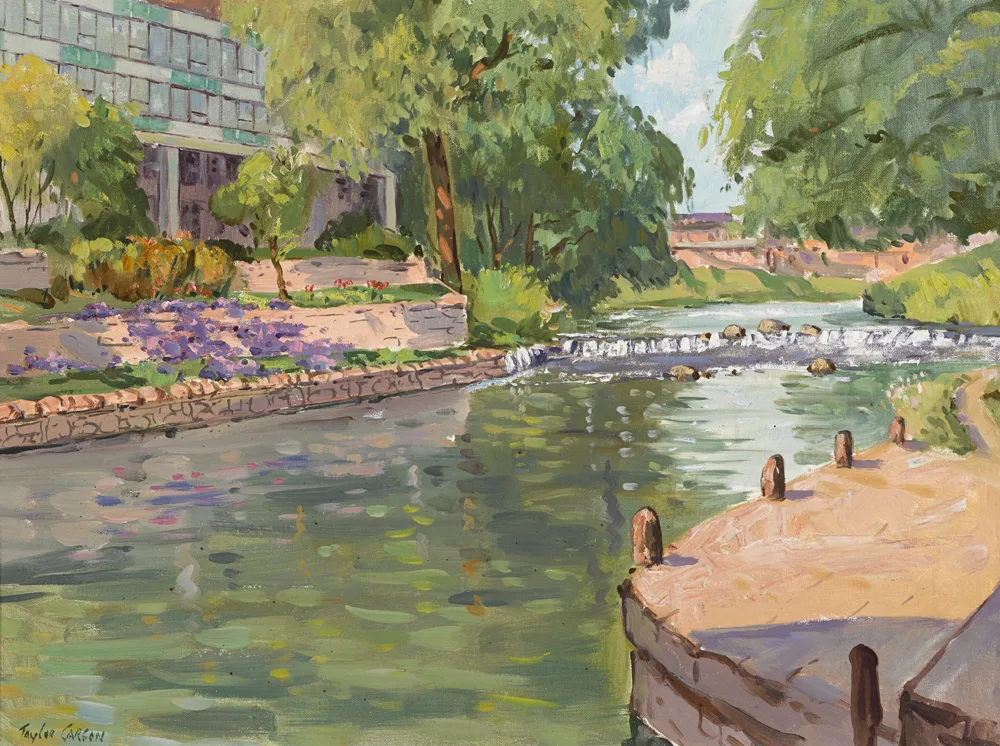 RIVER, SAN ANTONIO, TEXAS by Robert Taylor Carson, oil on canvas panel, offered Nov 2017