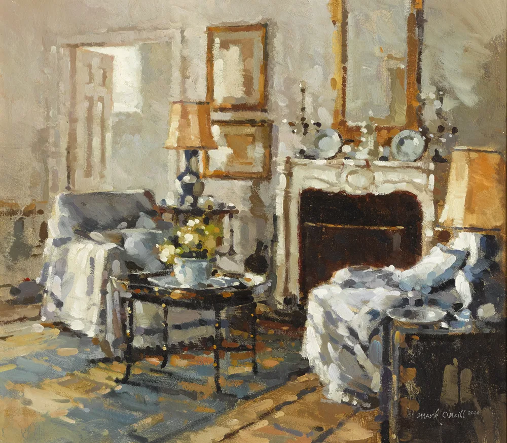 BLUE ROOM by Mark O'Neill, 2000, oil on board, sold Nov 2017