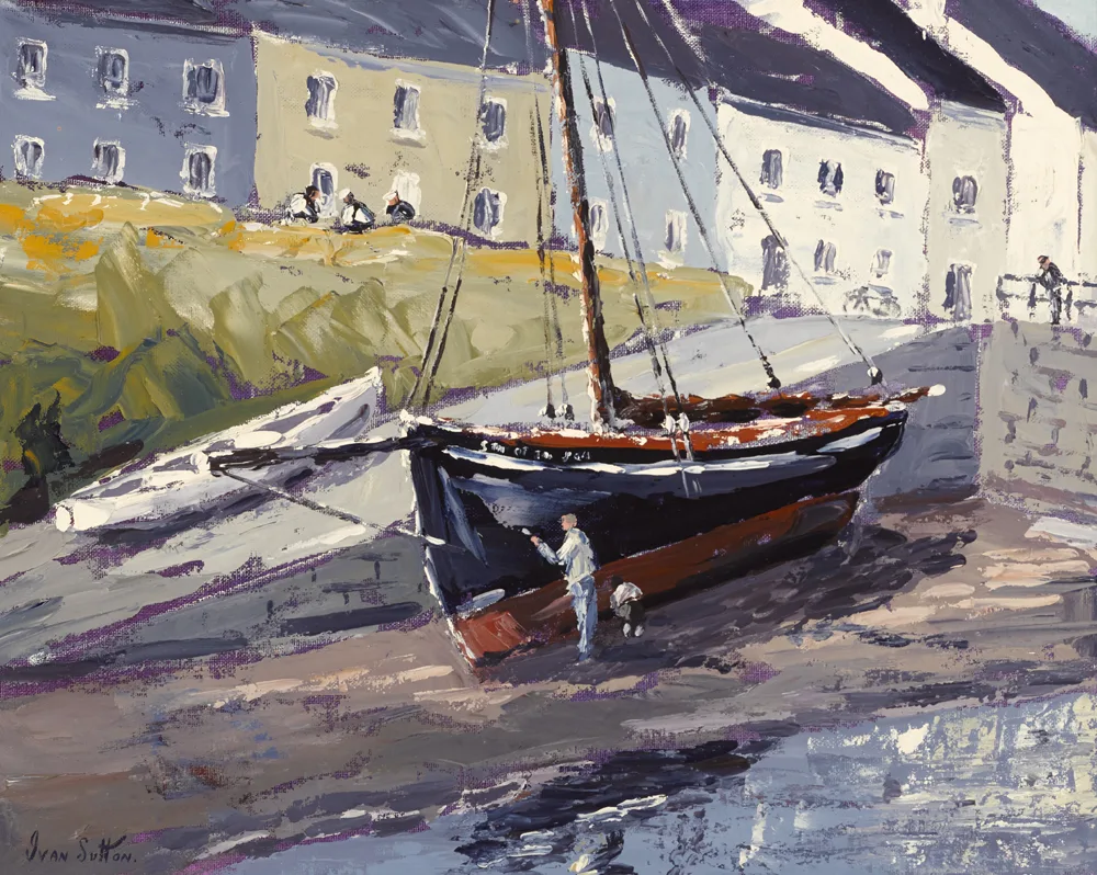 GALWAY HOOKER, ROUNDSTONE, COUNTY GALWAY by Ivan Sutton, oil on board, sold Nov 2017