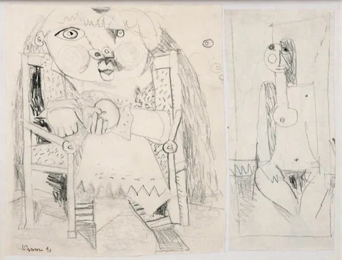 FIGURES by Nevill Johnson, 1990, pencil, offered Oct 2017