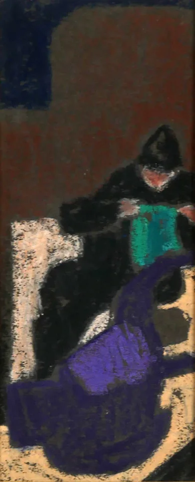 Patrick Pye, JESUS & VERONICA AND JESUS FALLS, 1968, pastel on paper; (2); (framed together)