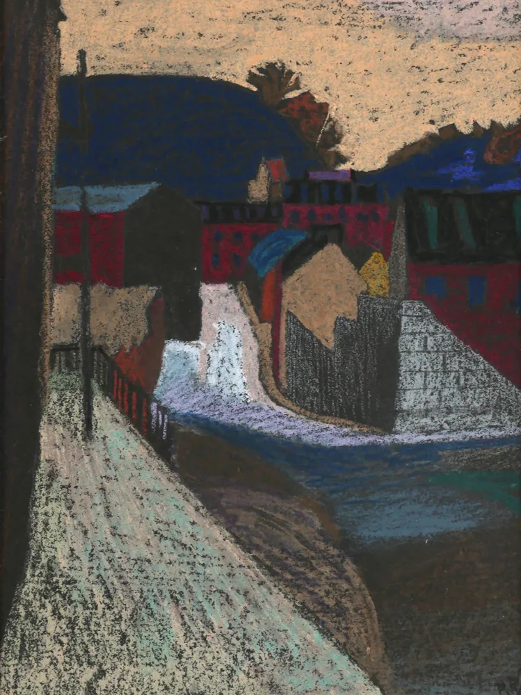 PROVINCIAL TOWN by Patrick Pye, pastel on paper, sold Oct 2017