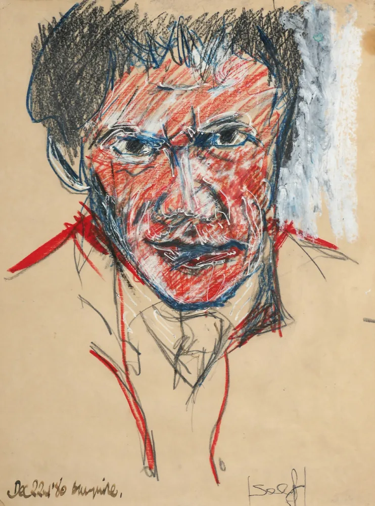 SELF PORTRAIT by Brian Maguire, 1980, pastel, sold Oct 2017