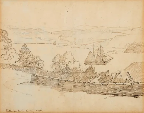 KILLYBEGS HARBOUR LOOKING EAST, COUNTY DONEGAL, 1891 and EEL WEIR, LAREEN, COUNTY LEITRIM, 1895 (A PAIR) by Alexander Williams, ink; (2), sold Oct 2017