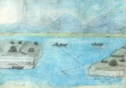 Arthur Power, LAYING NETS, 1981, pastel