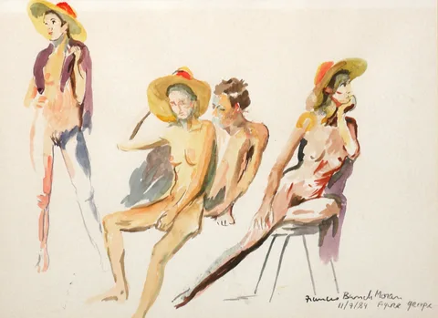 FIGURE GROUP by Frances Bunch Moran, 1984, watercolour, sold Oct 2017