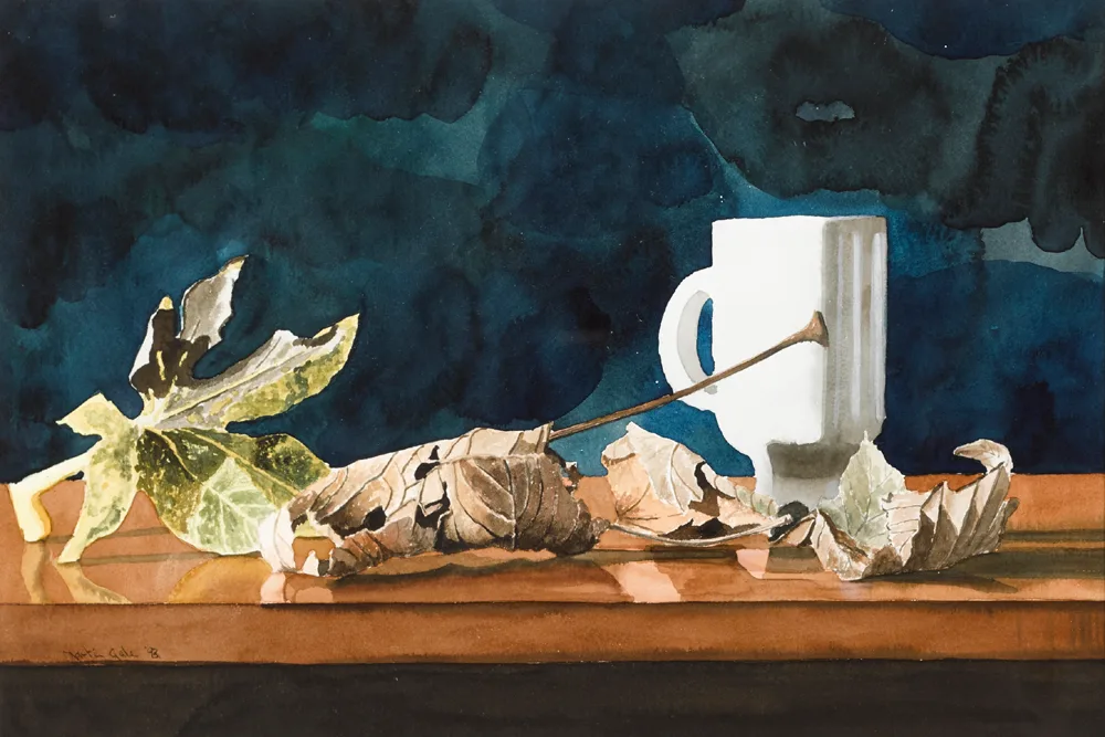 TEA AND LEAVES by Martin Gale, 1993, watercolour, sold Oct 2017