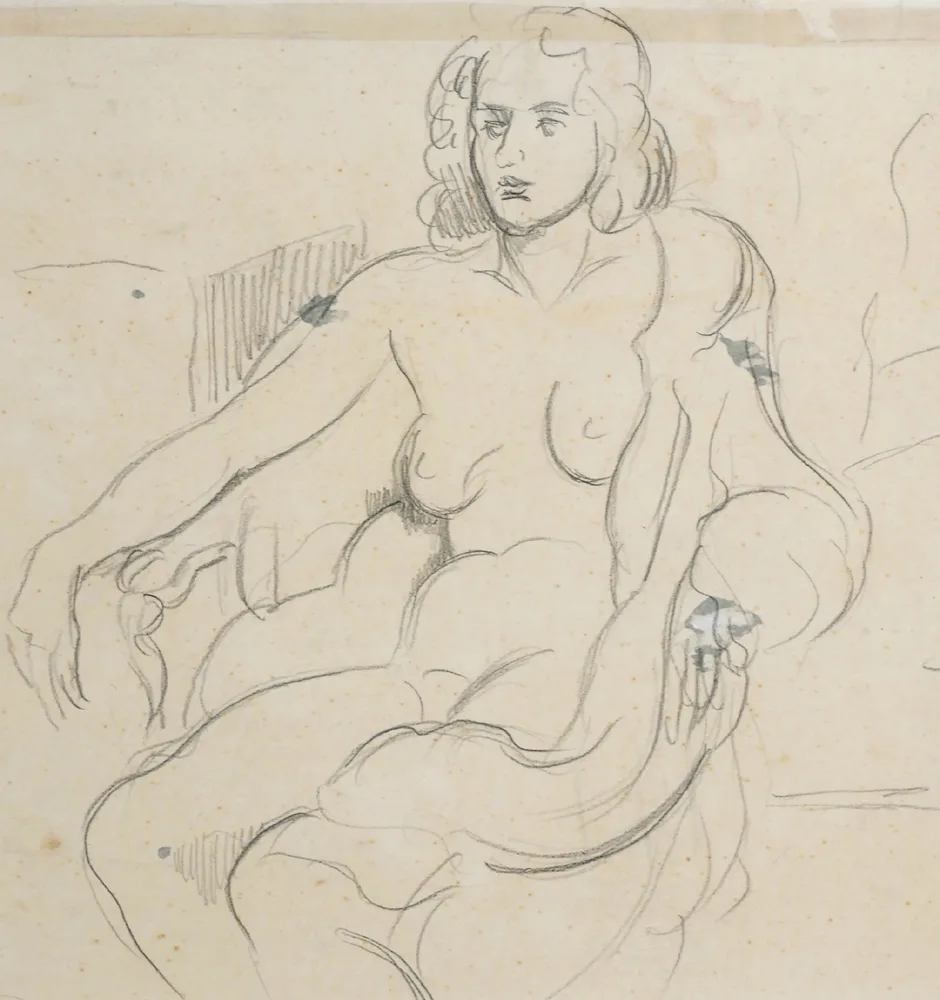 NUDE by Mainie Jellett, charcoal, sold Oct 2017